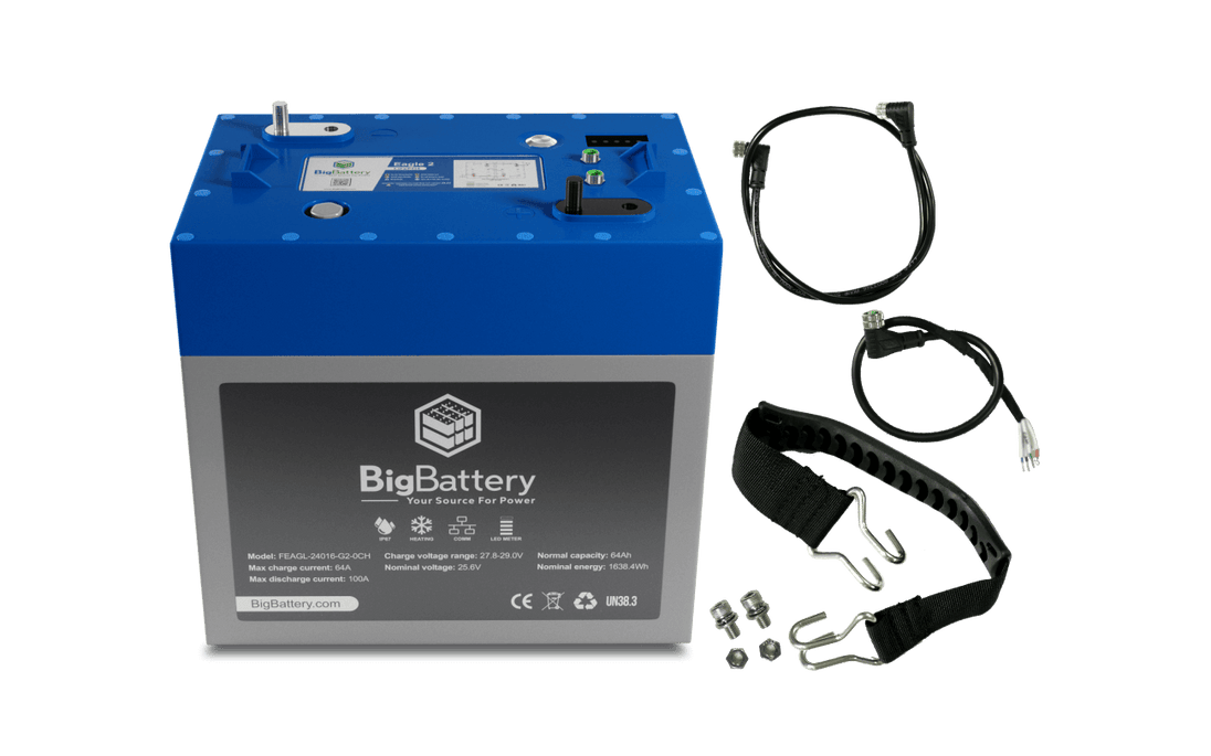 24V Eagle 2 LiFePO4 Battery | 64Ah | 1.63kWh | Industrial | UTVs | RVs | Marine Battery - Image 2