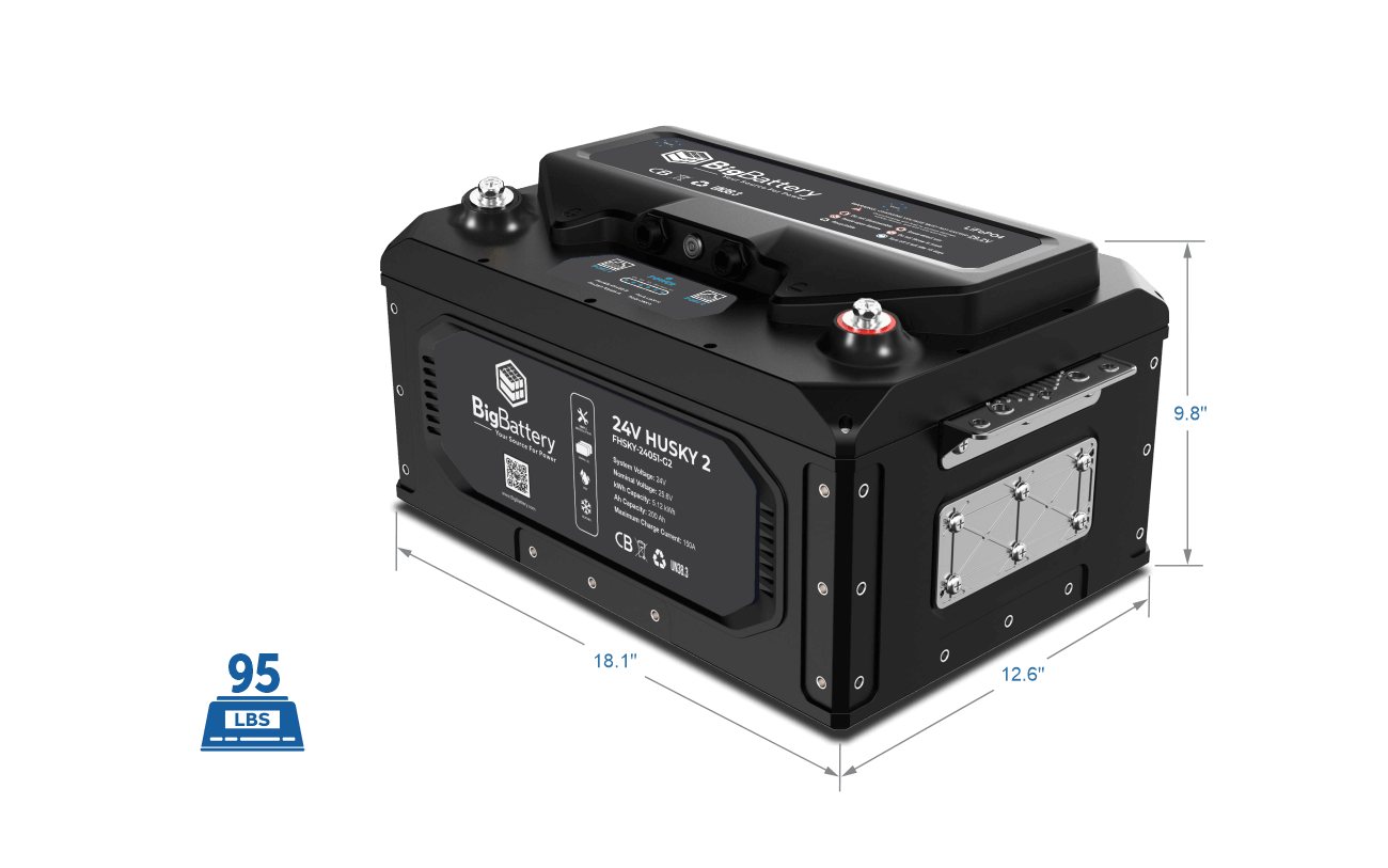 24V HUSKY 2 INV Lithium Battery 5.12kWh 200Ah | LiFePO4 | Inverter Comms | RV | Off-Grid | Marine Battery - Image 3