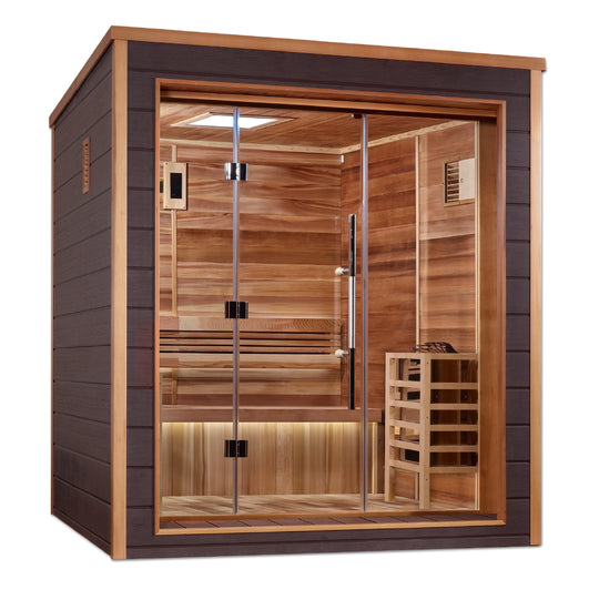 Golden Designs | "Drammen" 3 Person Outdoor-Indoor Traditional Sauna | GDI-8203-01