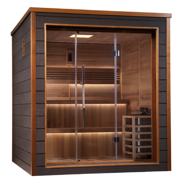 Golden Designs | "Bergen" 6 Person Outdoor-Indoor Traditional Sauna | GDI-8206-01