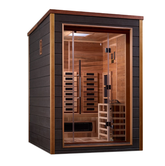 Golden Designs | "Nora" 2 Person Outdoor-Indoor PureTech Hybrid Full Spectrum Sauna | GDI-8222-01