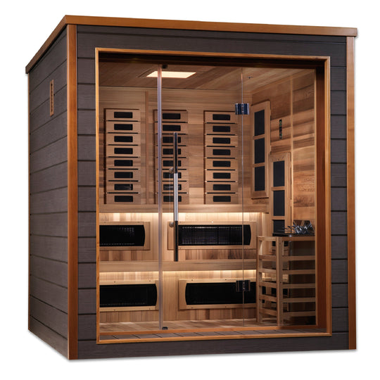 Golden Designs | "Karlstad" 6 Person Outdoor-Indoor PureTech Hybrid Full Spectrum Sauna | GDI-8226-01