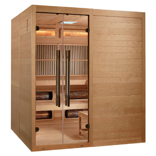 Golden Designs | "Toledo" 6 Person Hybrid Sauna (Indoor) Full Spectrum and Harvia Traditional Stove | GDI-8360-01