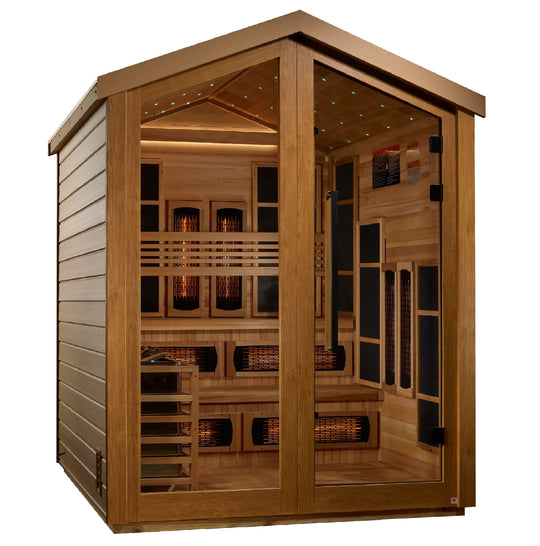 Golden Designs | "Kaskinen" 6 Person Barn Hybrid (PureTech Full Spectrum IR or Traditional Stove) Outdoor Sauna | GDI-8526-01
