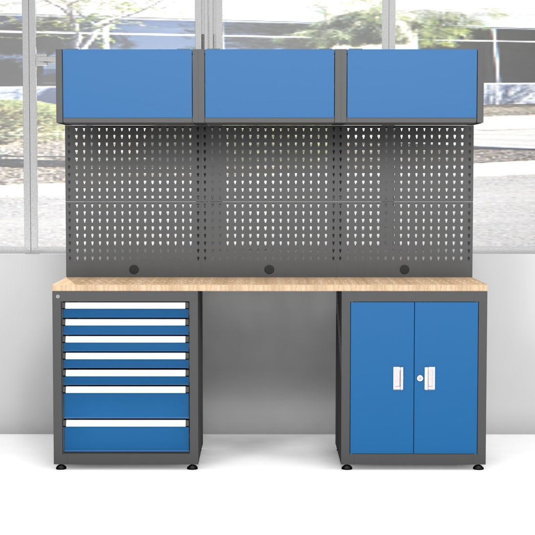 Chery Industrial Heavy Duty Steel Garage Cabinet Storage System (7 Drawers & 4 Cabinets)
