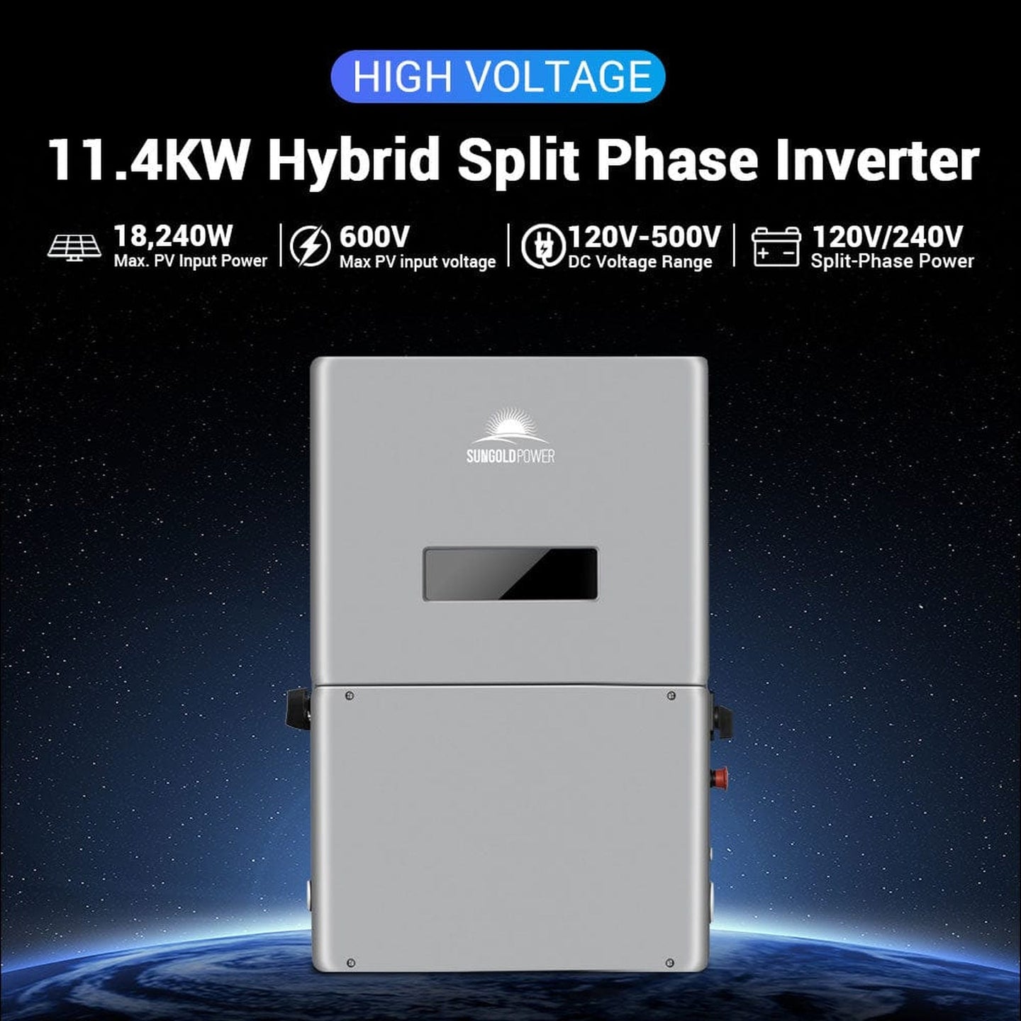 SUNGOLDPOWER | High Voltage 11.4KW Hybrid Split Phase Inverter with APS Transmitter SG11.4KHB-HV | SG11.4KHB-HV