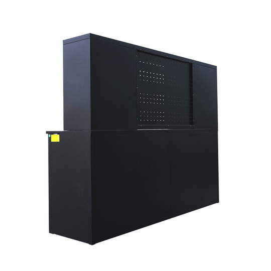 Chery Industrial 7 ft Garage Workbench Cabinet (18 Drawers & 4 Cabinets & Pegboard)