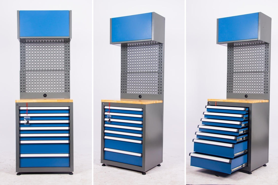 Chery Industrial Heavy Duty Steel Garage Cabinet Storage System (7 Drawers & 4 Cabinets)