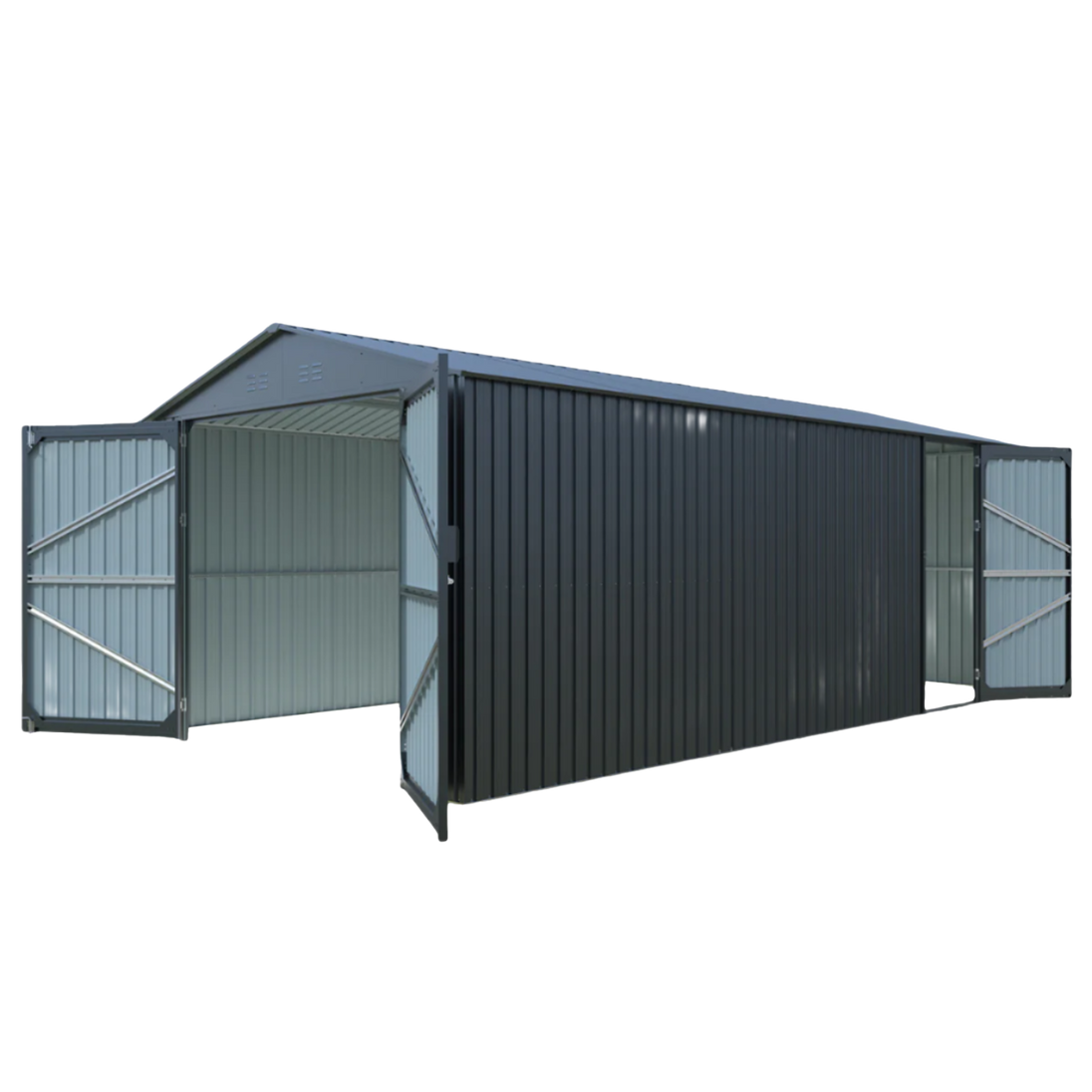 Chery Industrial | 10'x20' Plus Upgraded Metal Garage Shed with Double Front Doors, Side Entry Door