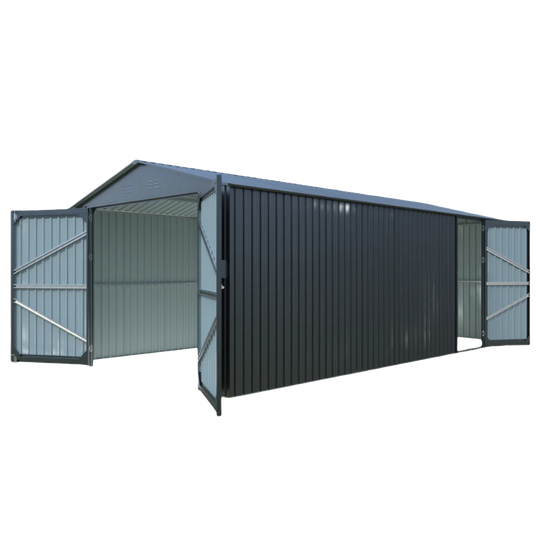 Chery Industrial | 10'x20' Plus Upgraded Metal Garage Shed with Double Front Doors, Side Entry Door