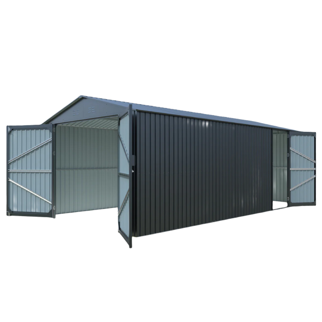 Chery Industrial | 10'x20' Plus Upgraded Metal Garage Shed with Double Front Doors, Side Entry Door
