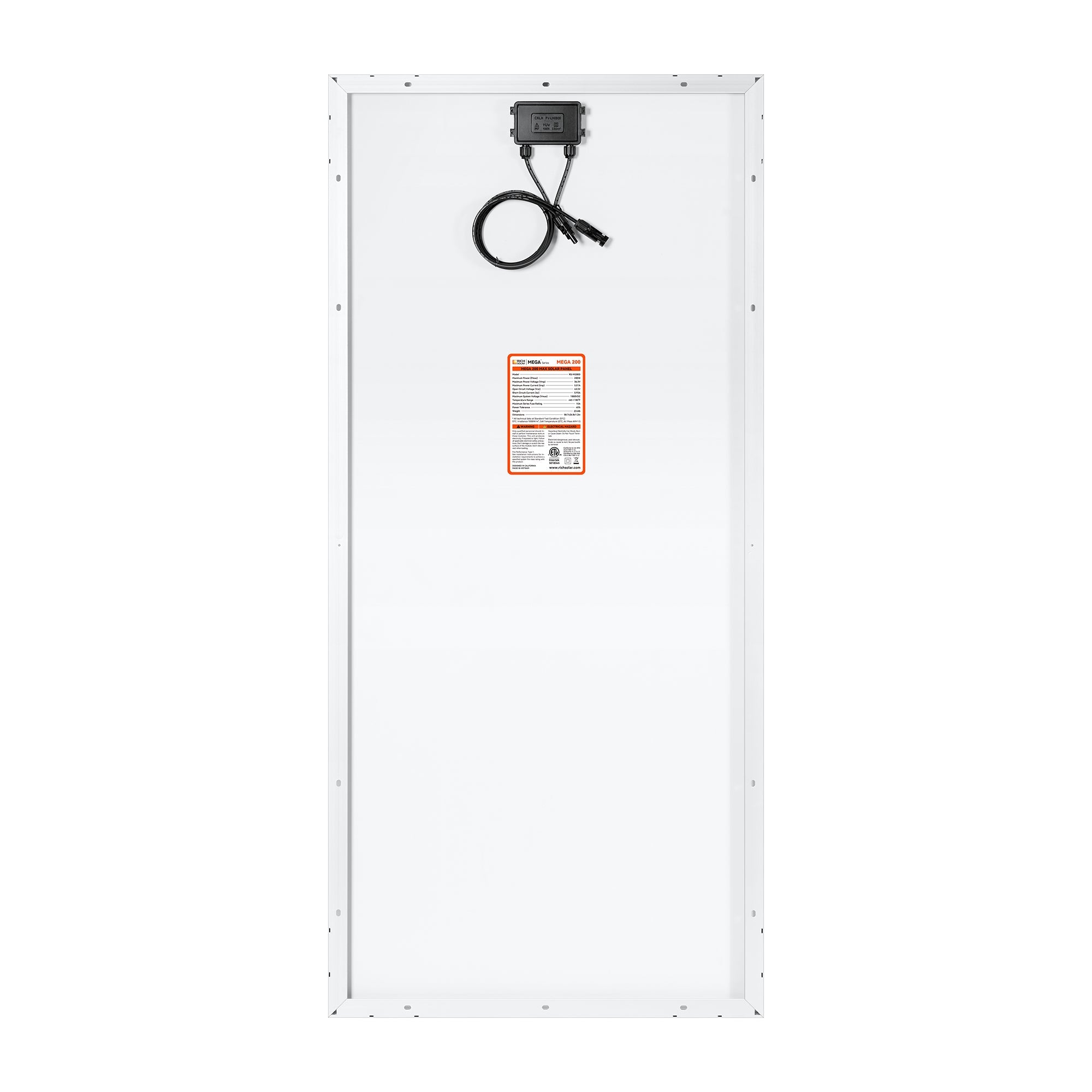 MEGA 200 MAX | 200 Watt 24 Volt Solar Panel | Premium 24V Off-Grid Solar Panel for RVs, Trailers, Cabins | 25-Year Output Warranty | UL Certified