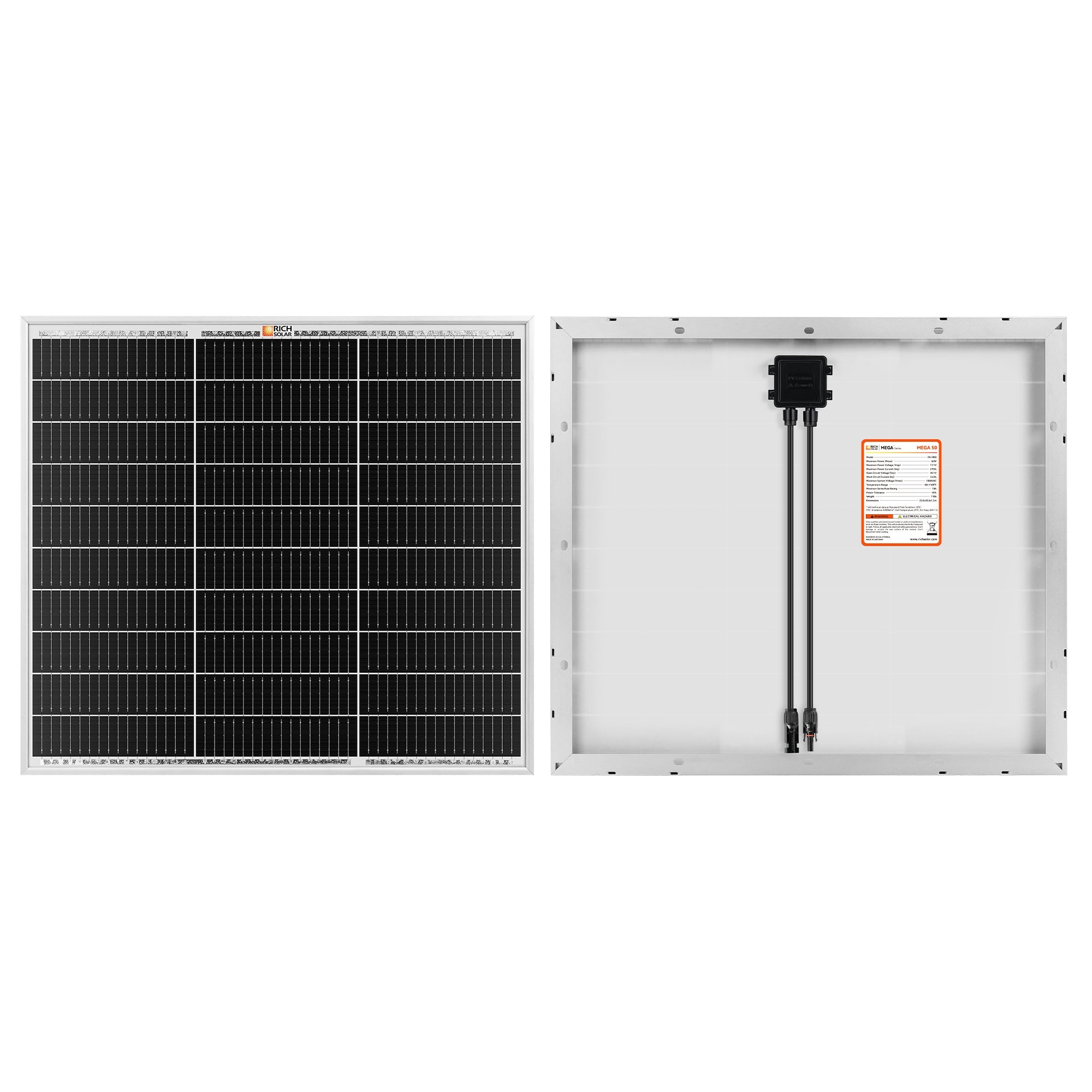 MEGA 50 | 50 Watt Solar Panel | Compact 12V Off-Grid Solar Panel for Boats, Vans, Trailers | 25-Year Output Warranty | UL Certified