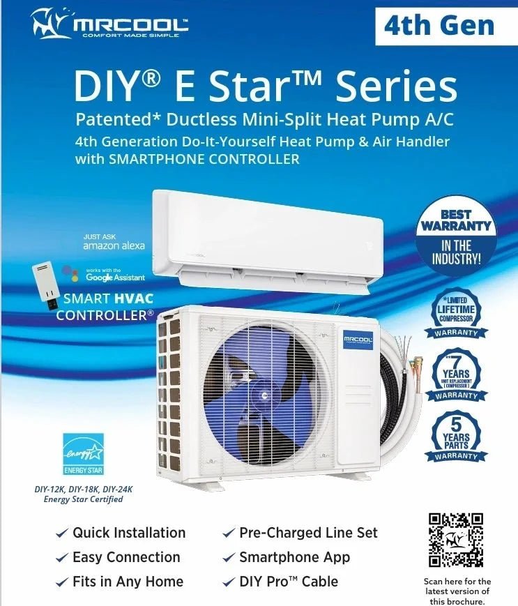 MRCOOL | DIY 12K 12,000 BTU 22 SEER 4th Gen Ductless Mini Split Air Conditioner and Heat Pump 115V | DIY-12-HP-WM-115C25