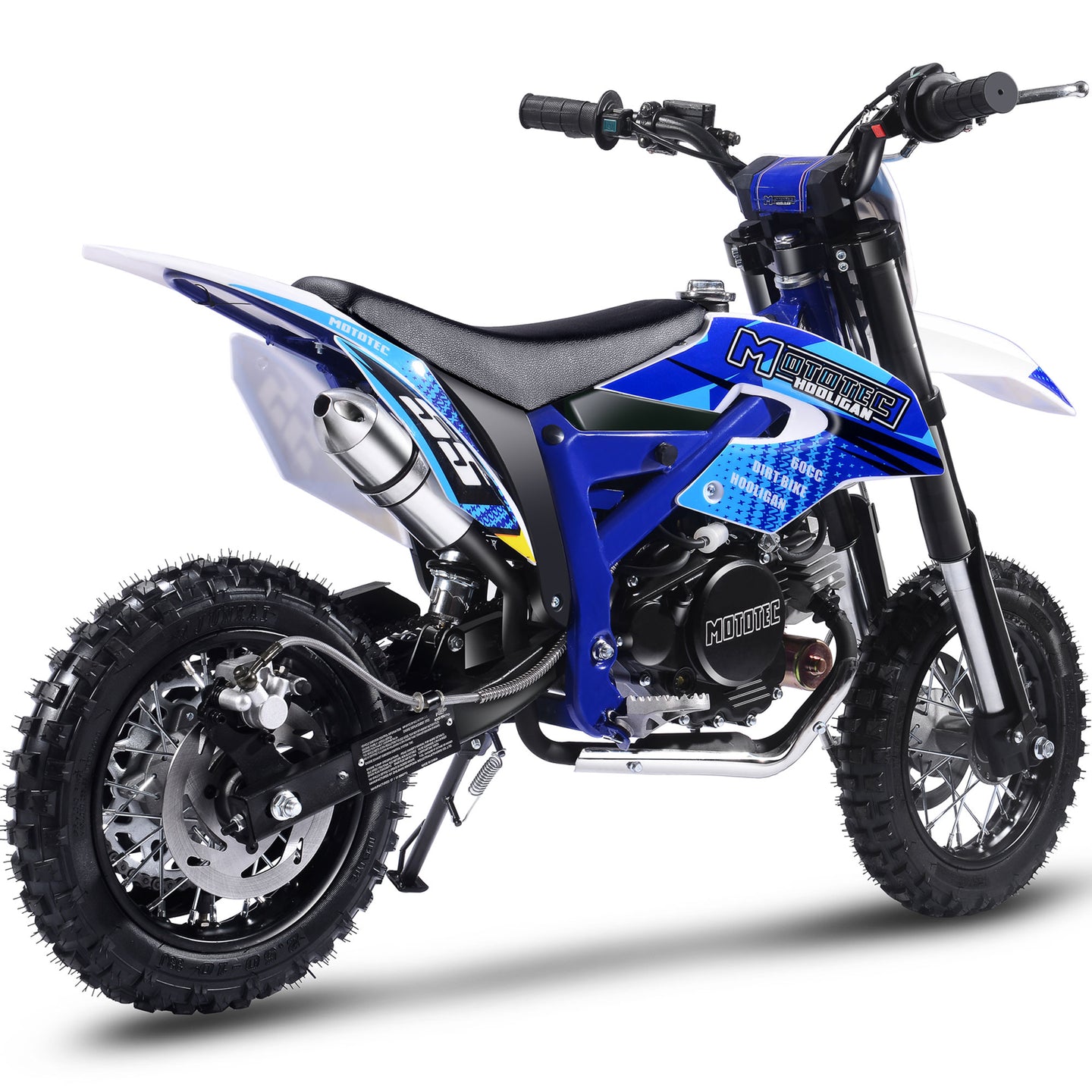 MotoTec Hooligan 60cc 4-Stroke Gas Dirt Bike Blue - Image 3