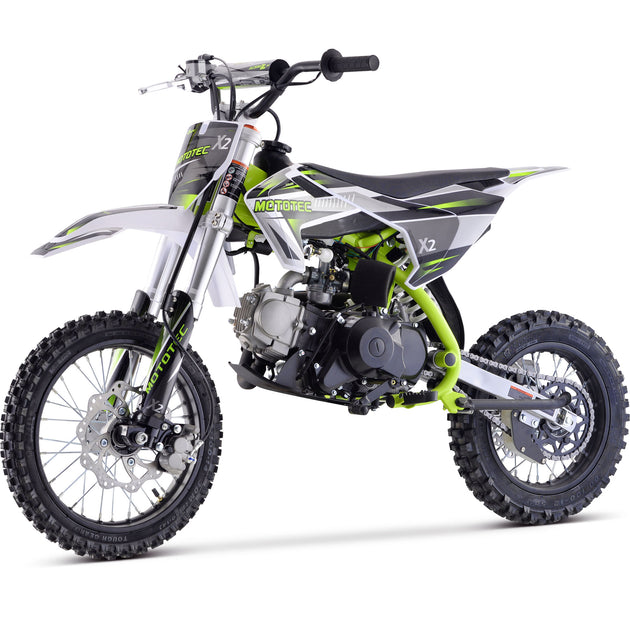 MotoTec X2 110cc 4-Stroke Gas Dirt Bike Green - Main View