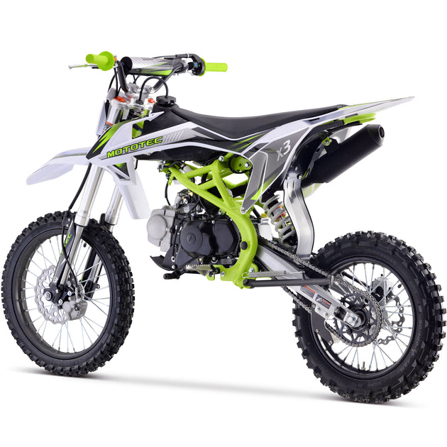 MotoTec X3 125cc 4-Stroke Gas Dirt Bike Green - Image 3
