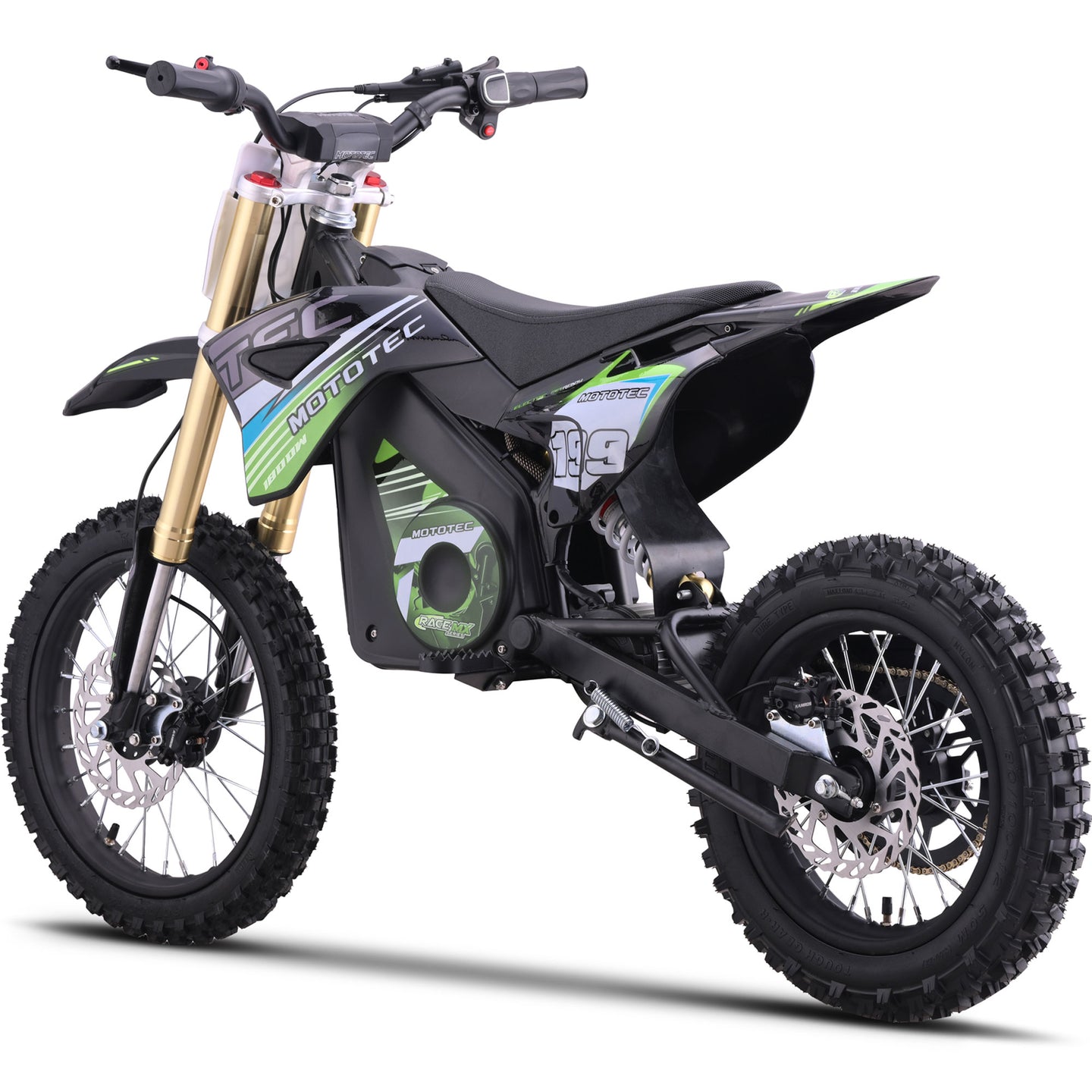 MotoTec 48v Pro Electric Dirt Bike 1800w Lithium Green - Image 3
