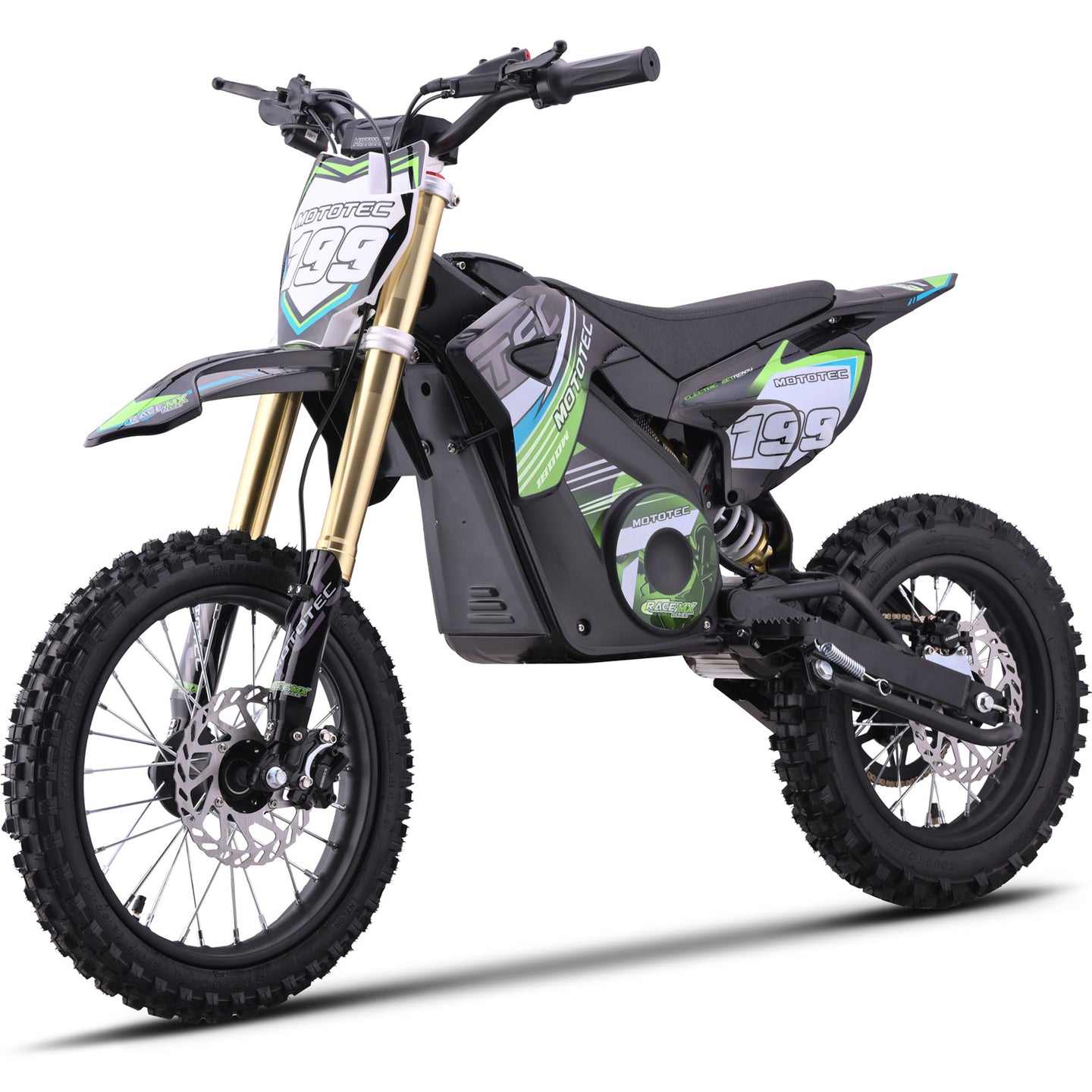 MotoTec 48v Pro Electric Dirt Bike 1800w Lithium Green - Image 5