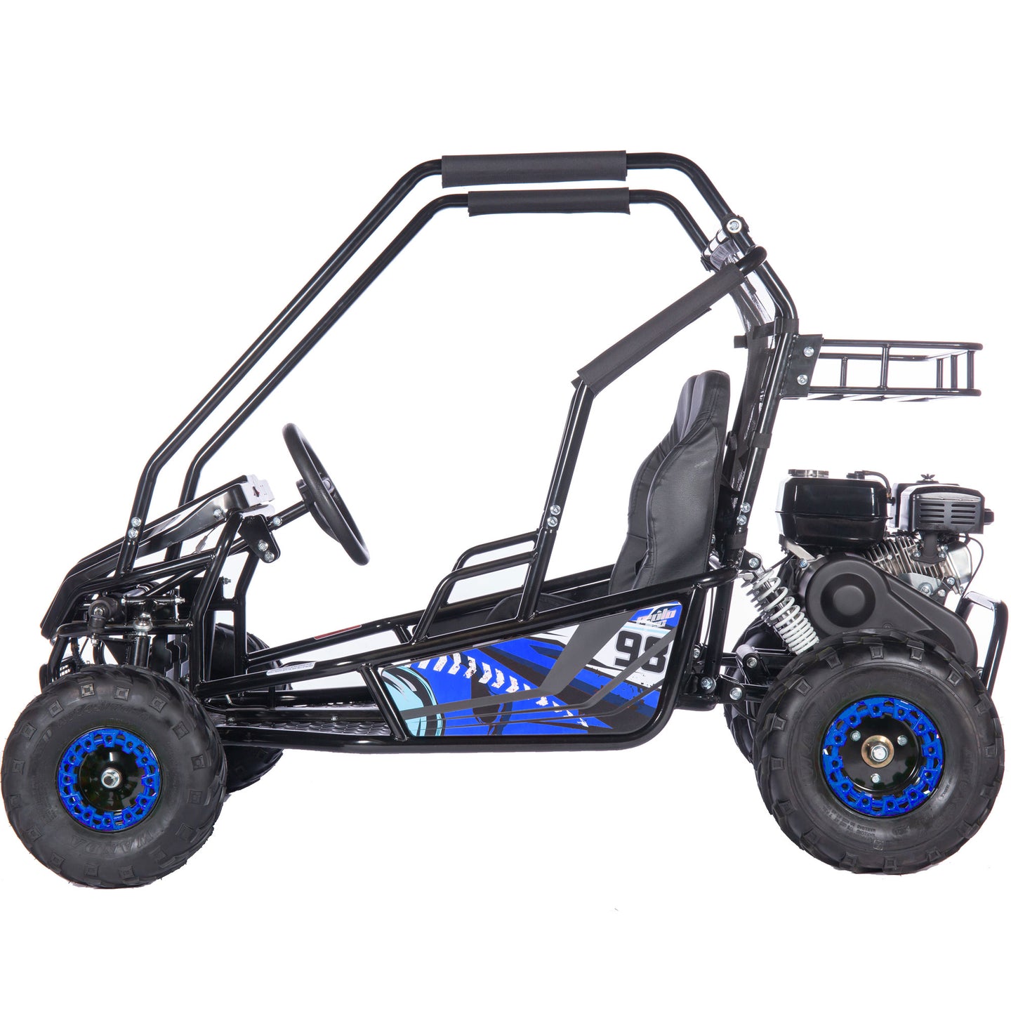MotoTec Mud Monster XL 212cc 2 Seat Go Kart Full Suspension Blue - Image 4
