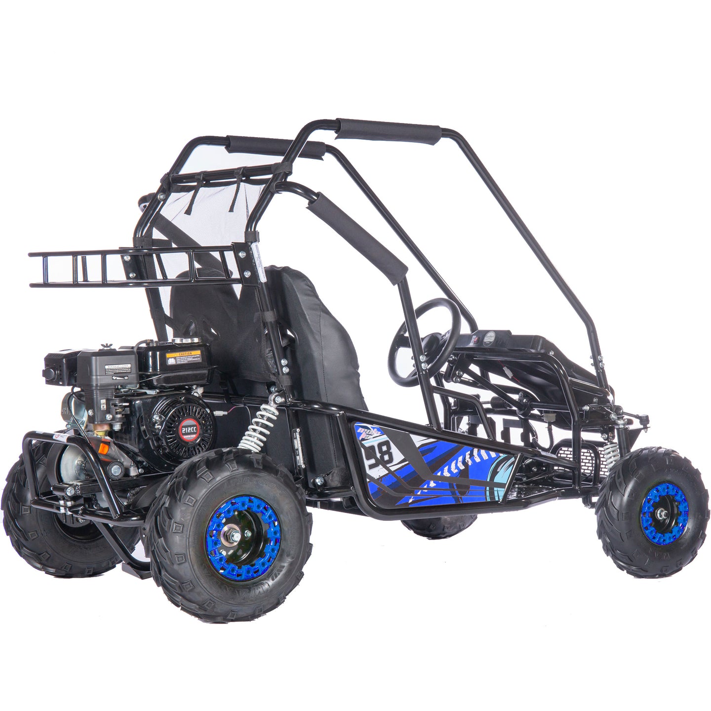 MotoTec Mud Monster XL 212cc 2 Seat Go Kart Full Suspension Blue - Image 7