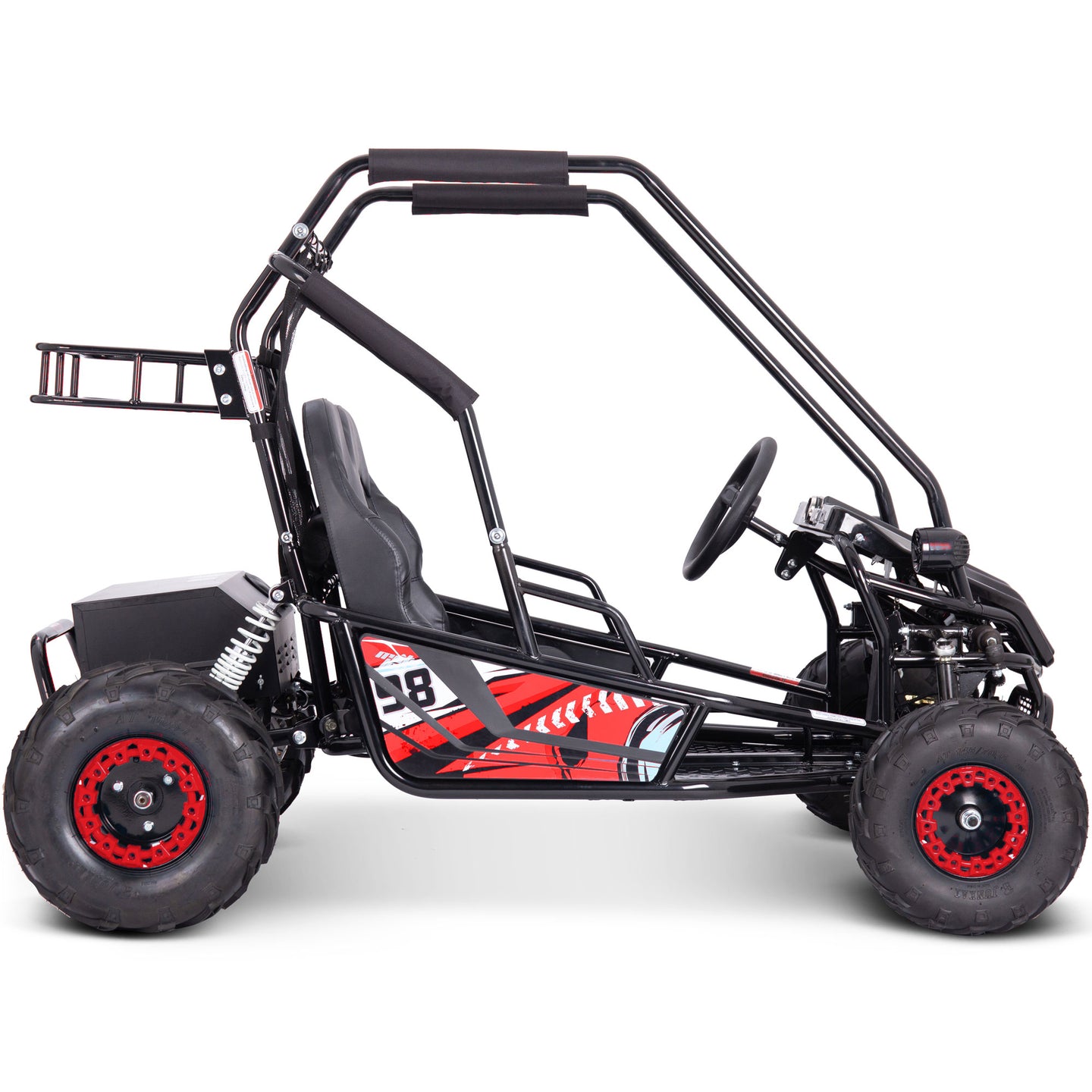 MotoTec Mud Monster XL 60v 2000w Electric Go Kart Full Suspension Red - Image 4