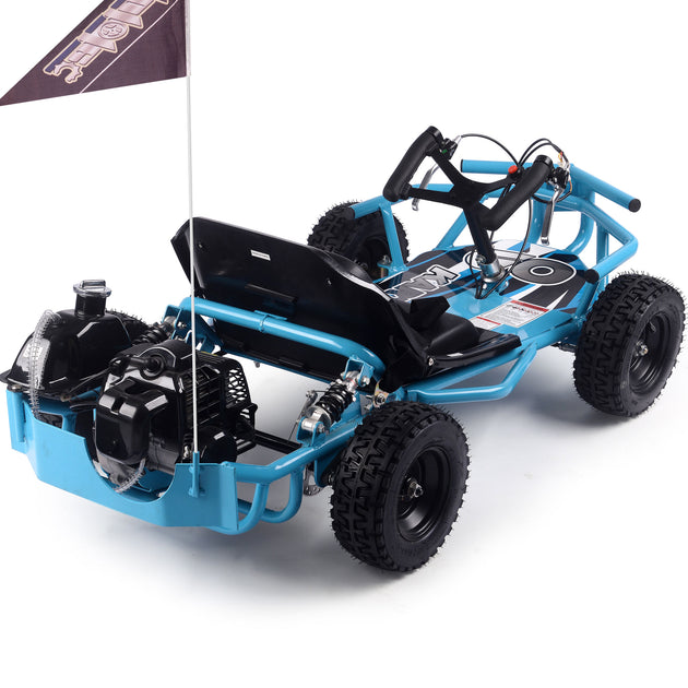 MotoTec Sandman Kids Gas Powered 52cc Go Kart Blue - Image 2