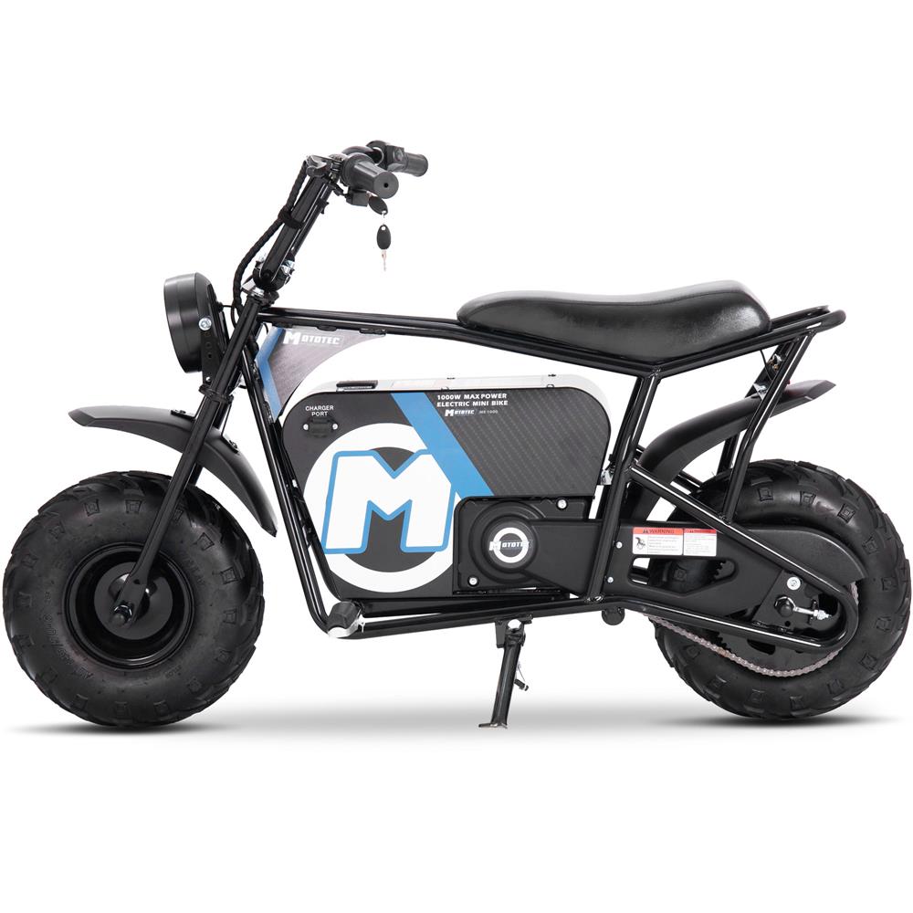 MotoTec | 48V/12Ah 1000W Electric Mini Bike | MT-MiniBike-48v-1000w_Black