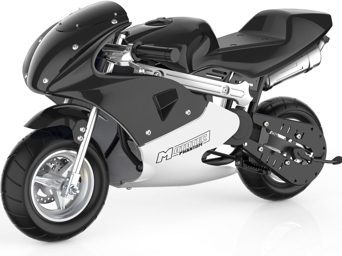 MotoTec Phantom Gas Pocket Bike 49cc 2-Stroke Black - Image 2