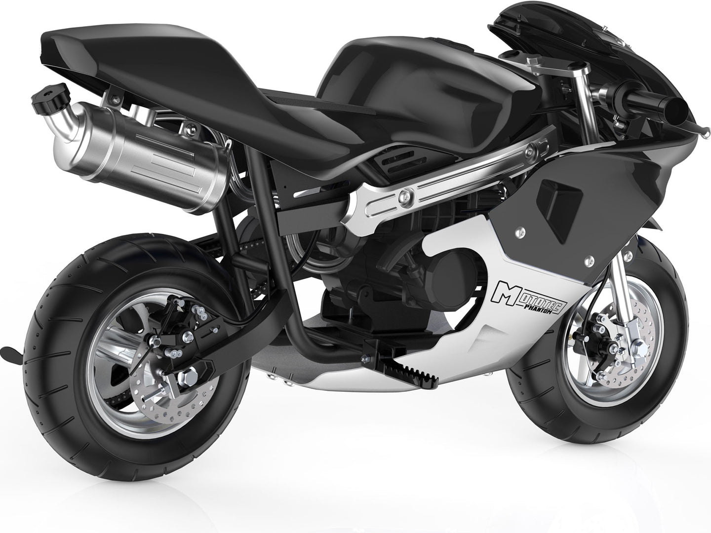 MotoTec Phantom Gas Pocket Bike 49cc 2-Stroke Black - Image 6