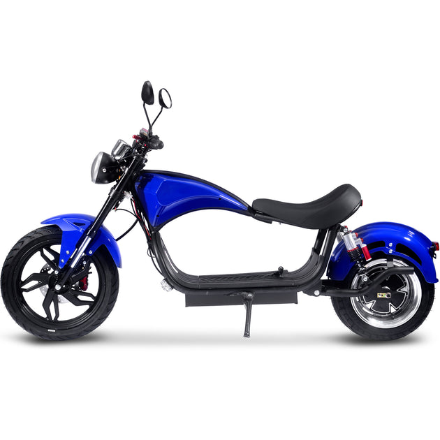 MotoTec Raven 60v 30ah 2500w Lithium Electric Scooter Blue - Image 2