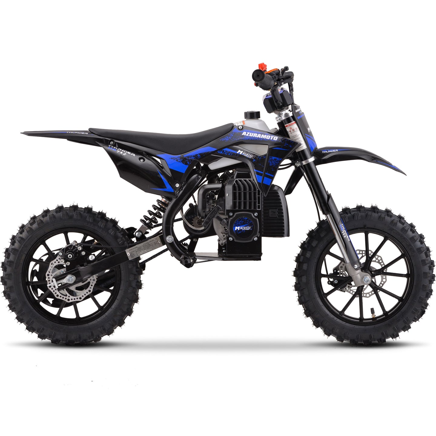 MotoTec Thunder 50cc 2-Stroke Kids Gas Dirt Bike Blue - Image 4