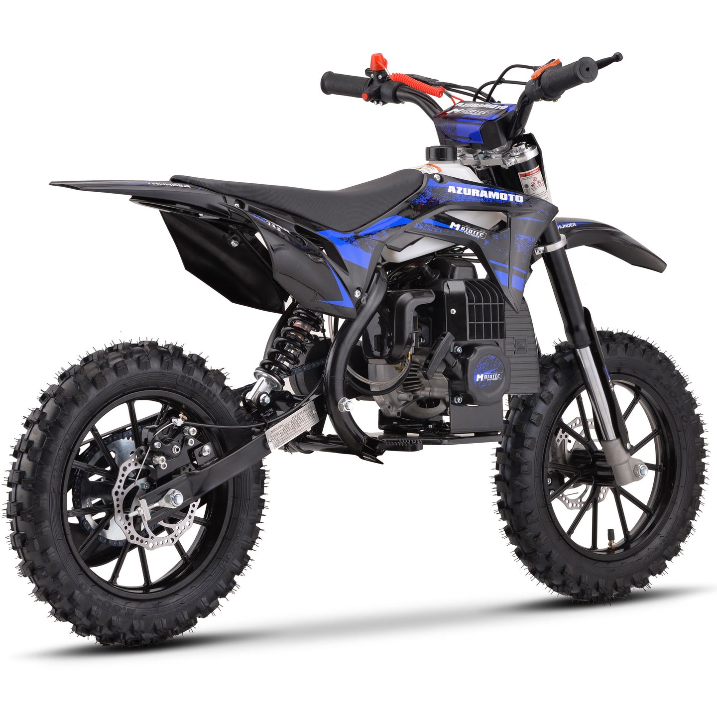MotoTec Thunder 50cc 2-Stroke Kids Gas Dirt Bike Blue - Image 5