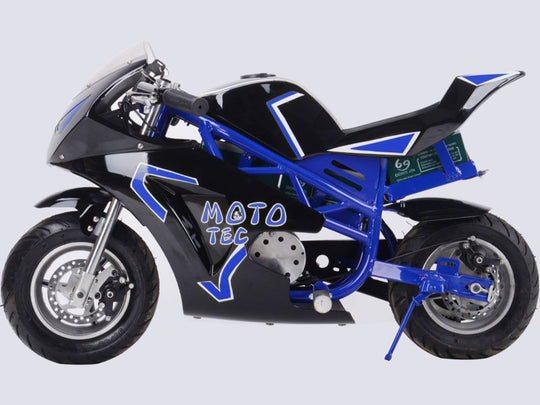 MotoTec Electric Pocket Bike GT 36v 500w Blue - Image 3