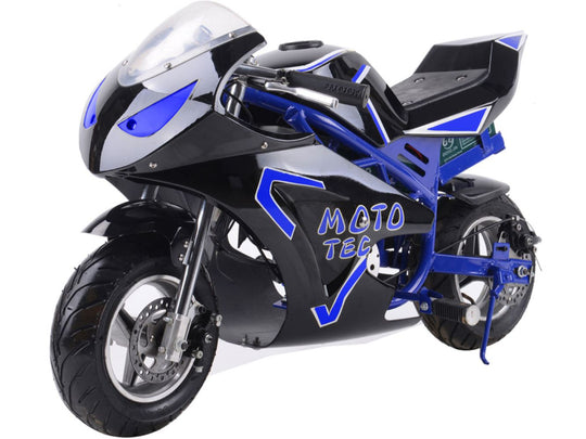 MotoTec Electric Pocket Bike GT 36v 500w Blue - Image 4