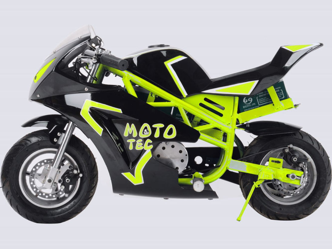 MotoTec Electric Pocket Bike GT 36v 500w Yellow - Image 3