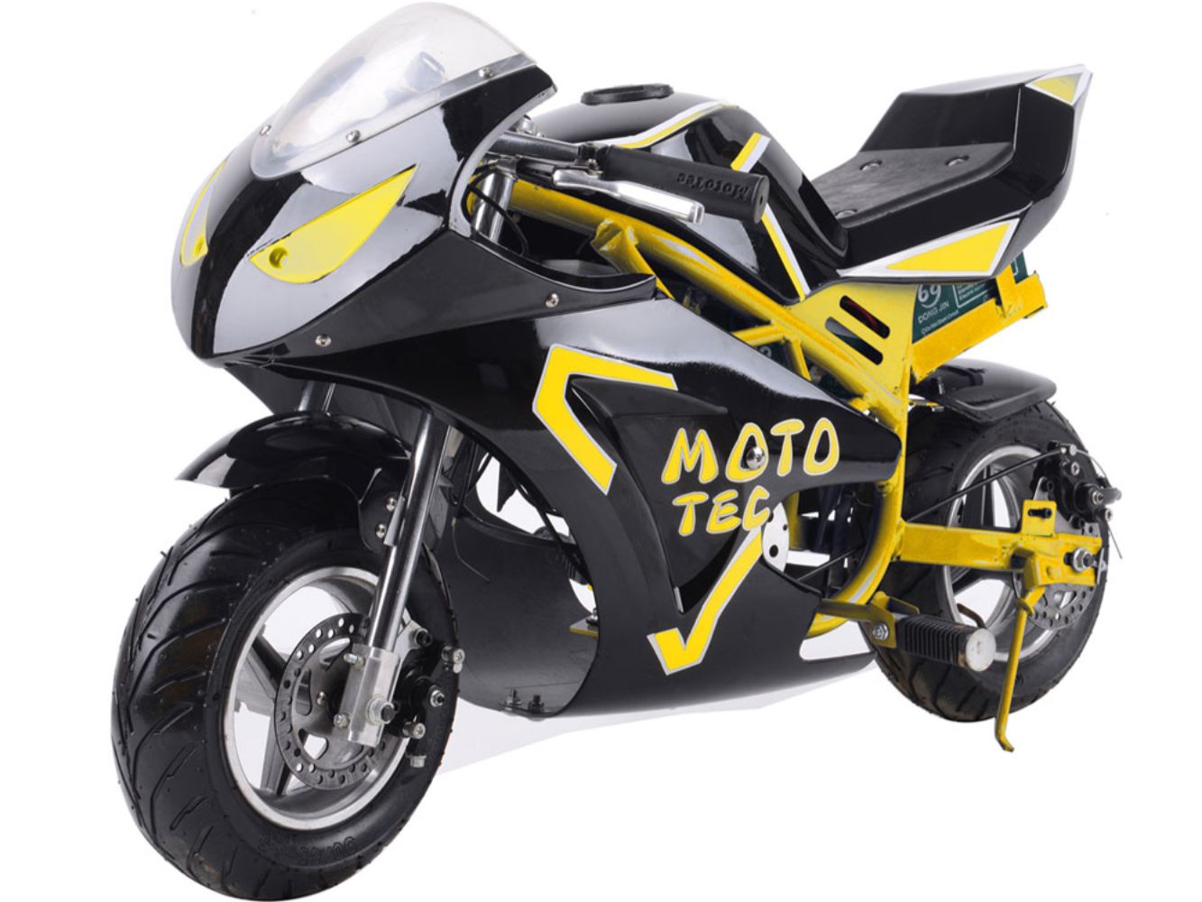 MotoTec Electric Pocket Bike GT 36v 500w Yellow - Image 4