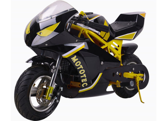 MotoTec Gas Pocket Bike GT 49cc 2-stroke Yellow - Image 4