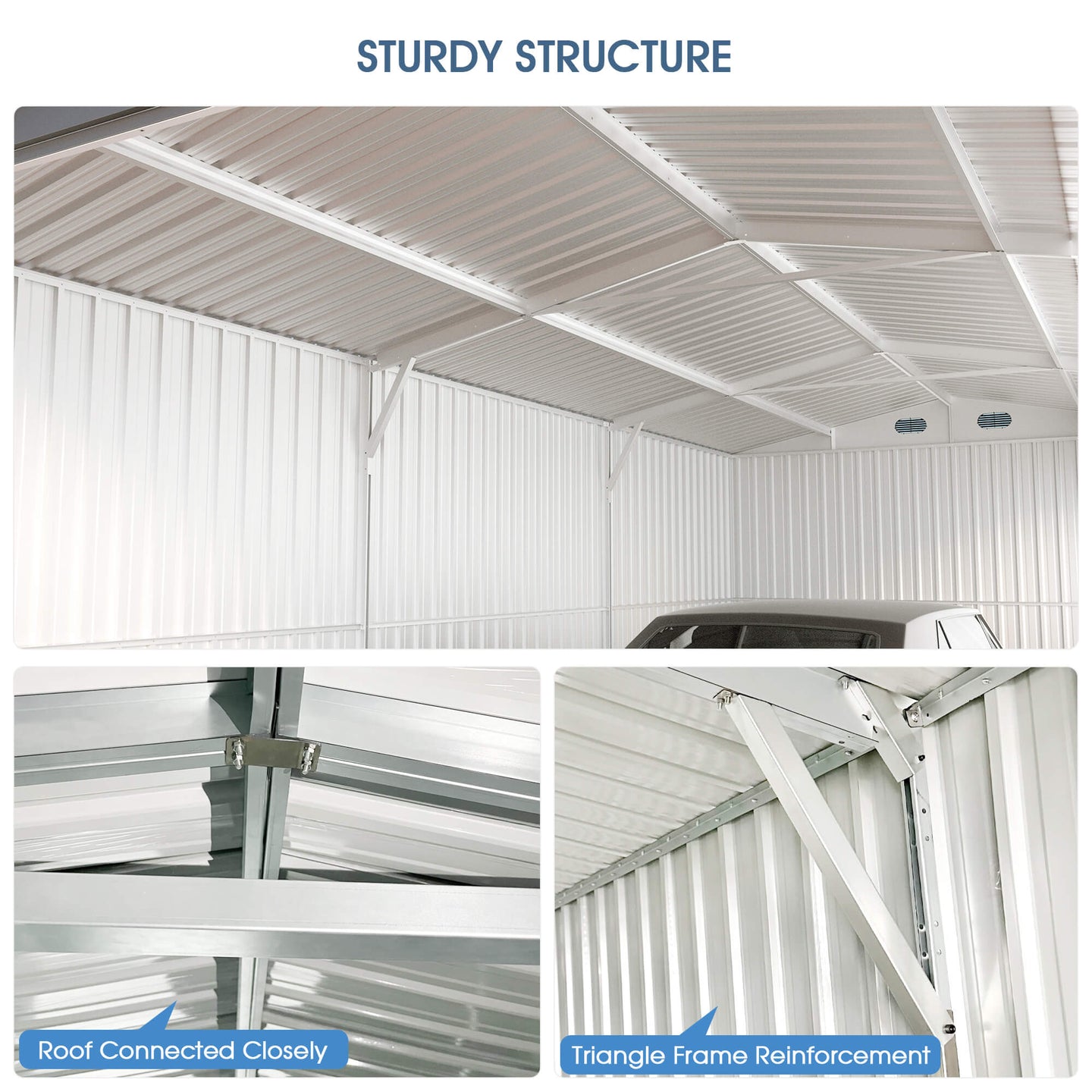 Chery Industrial 10'x20' Metal Garage Shed with Double Front Doors, Side Entry Door