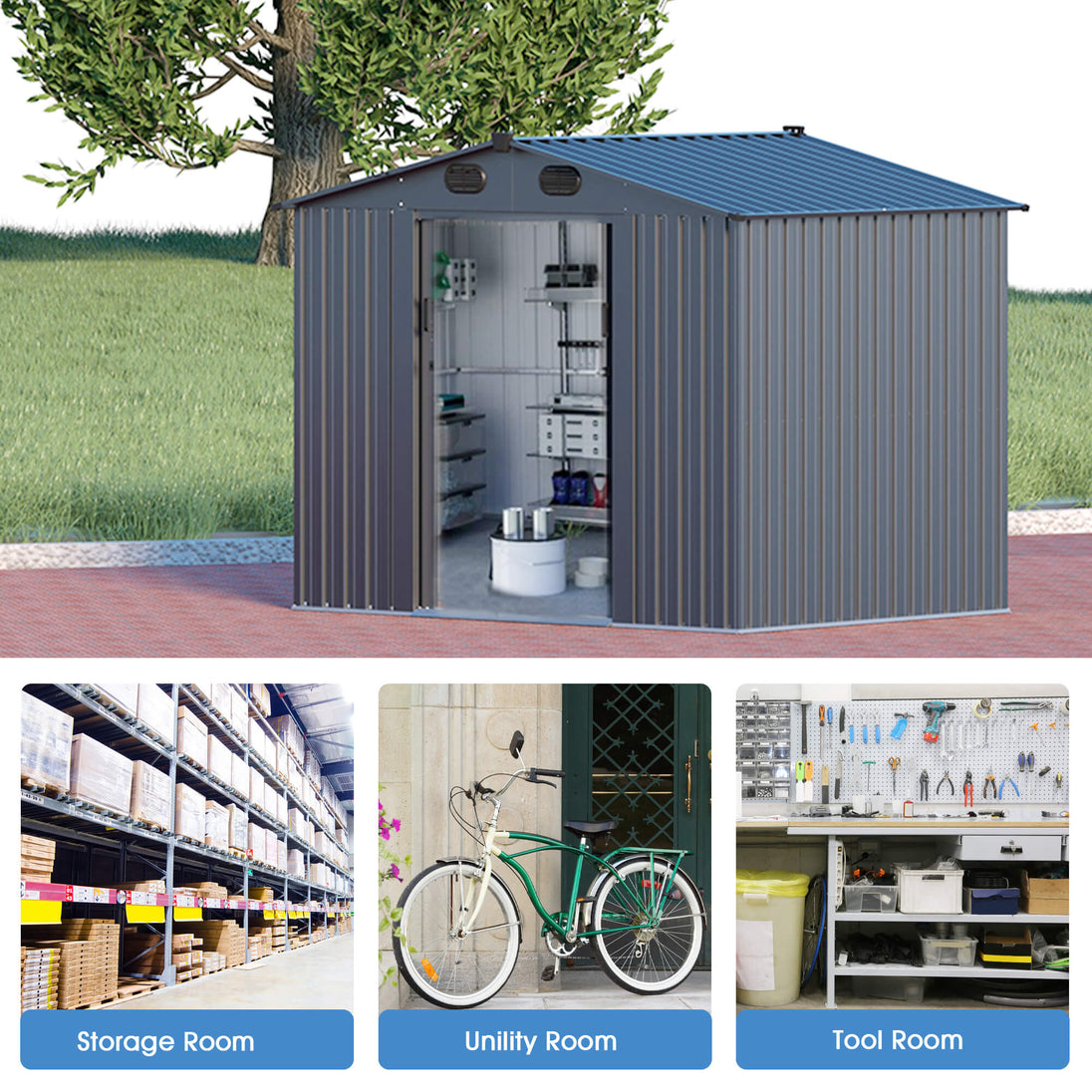 Chery Industrial 8'x6' Metal Storage Shed