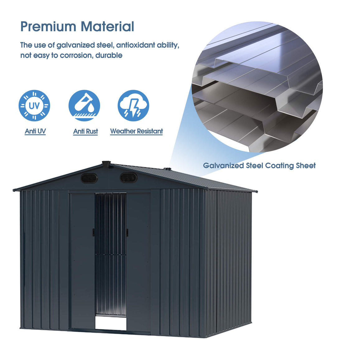 Chery Industrial 8'x6' Metal Storage Shed