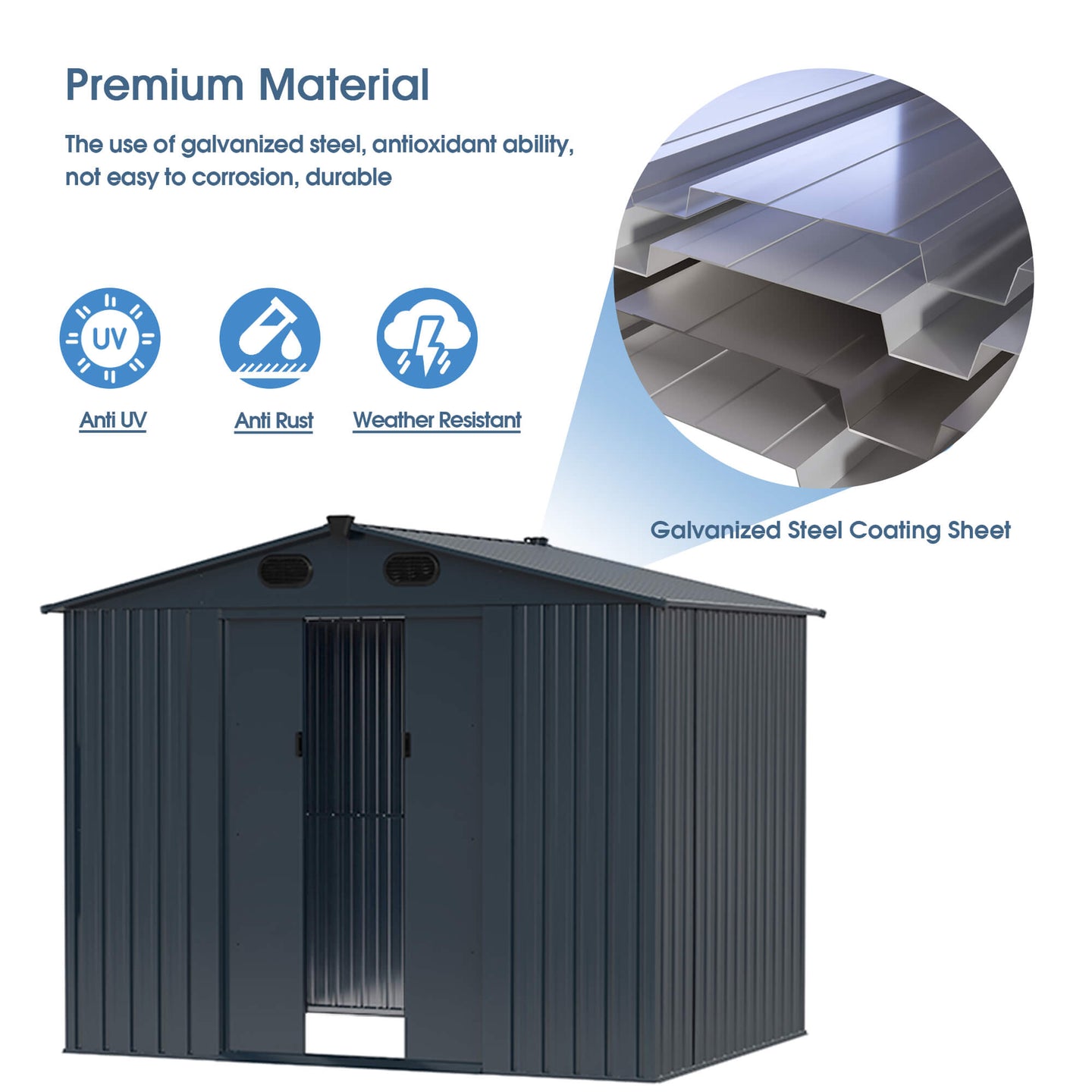 Chery Industrial 8'x6' Metal Storage Shed