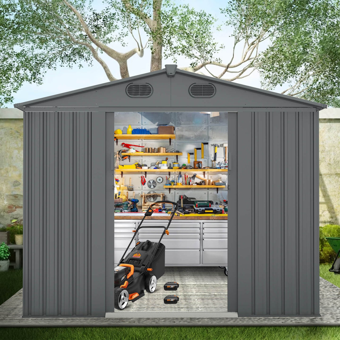 Chery Industrial 8'x12' Metal Storage Shed