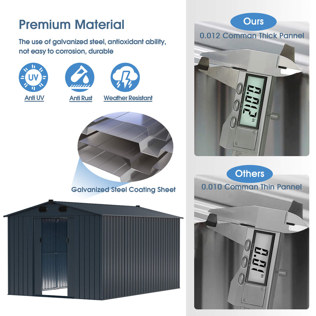 Chery Industrial 8'x12' Metal Storage Shed