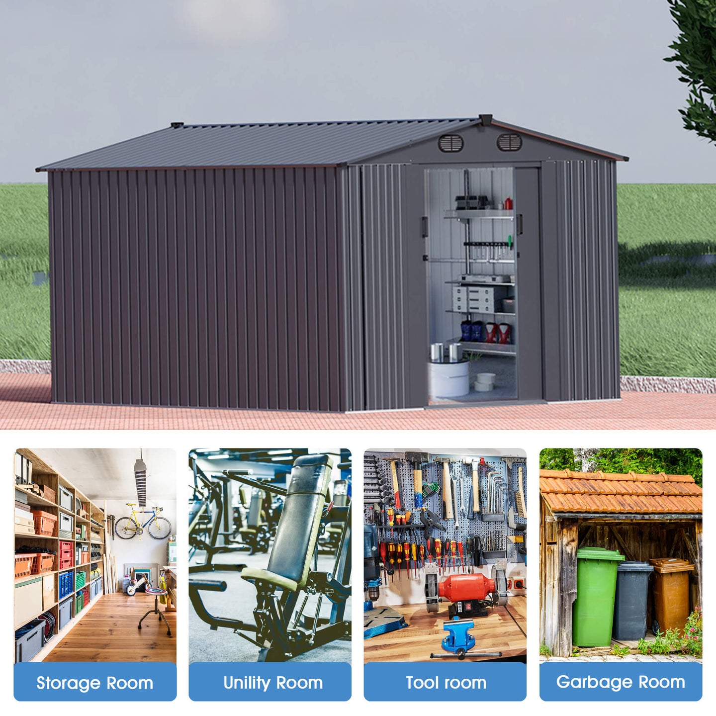 Chery Industrial 8'x12' Metal Storage Shed