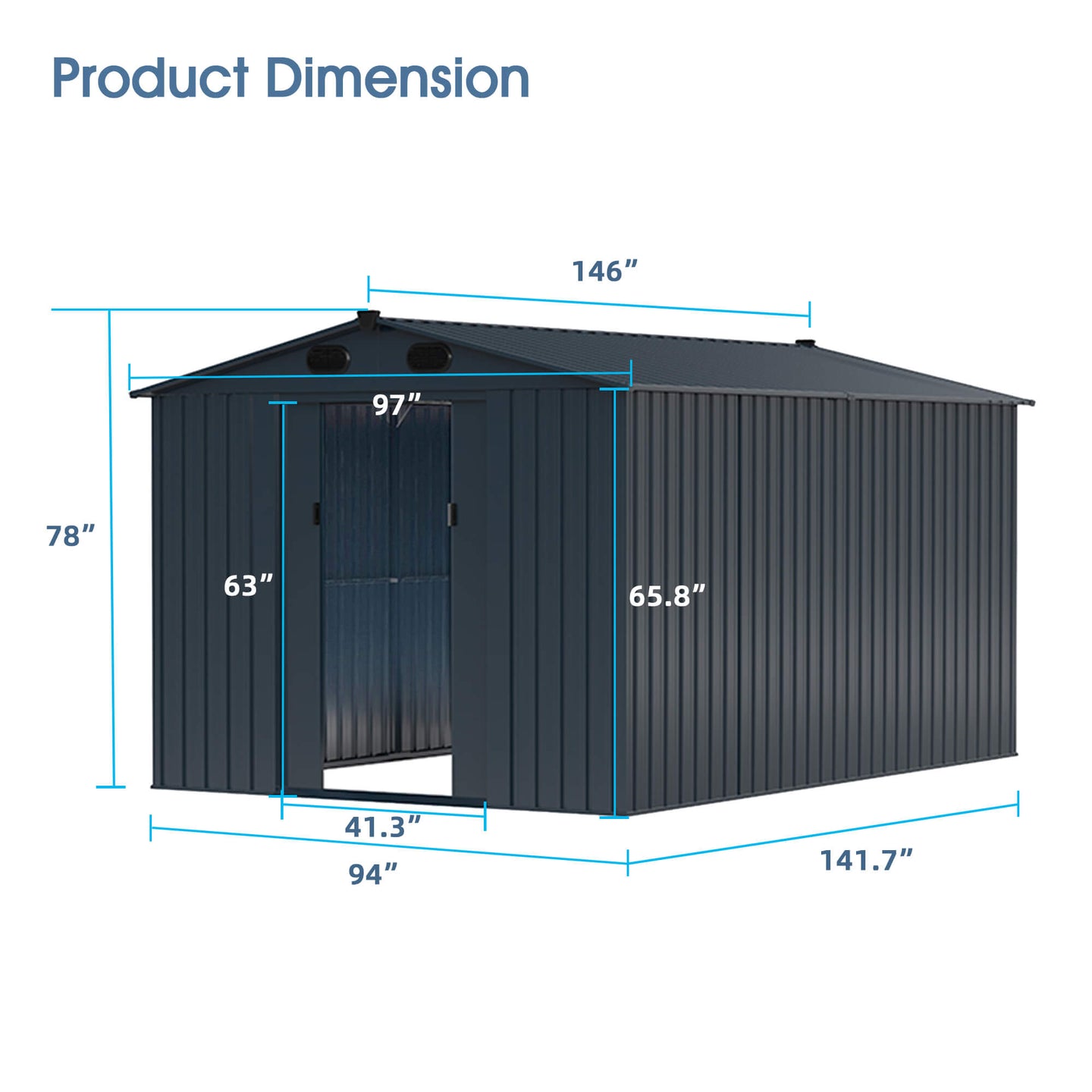 Chery Industrial 8'x12' Metal Storage Shed