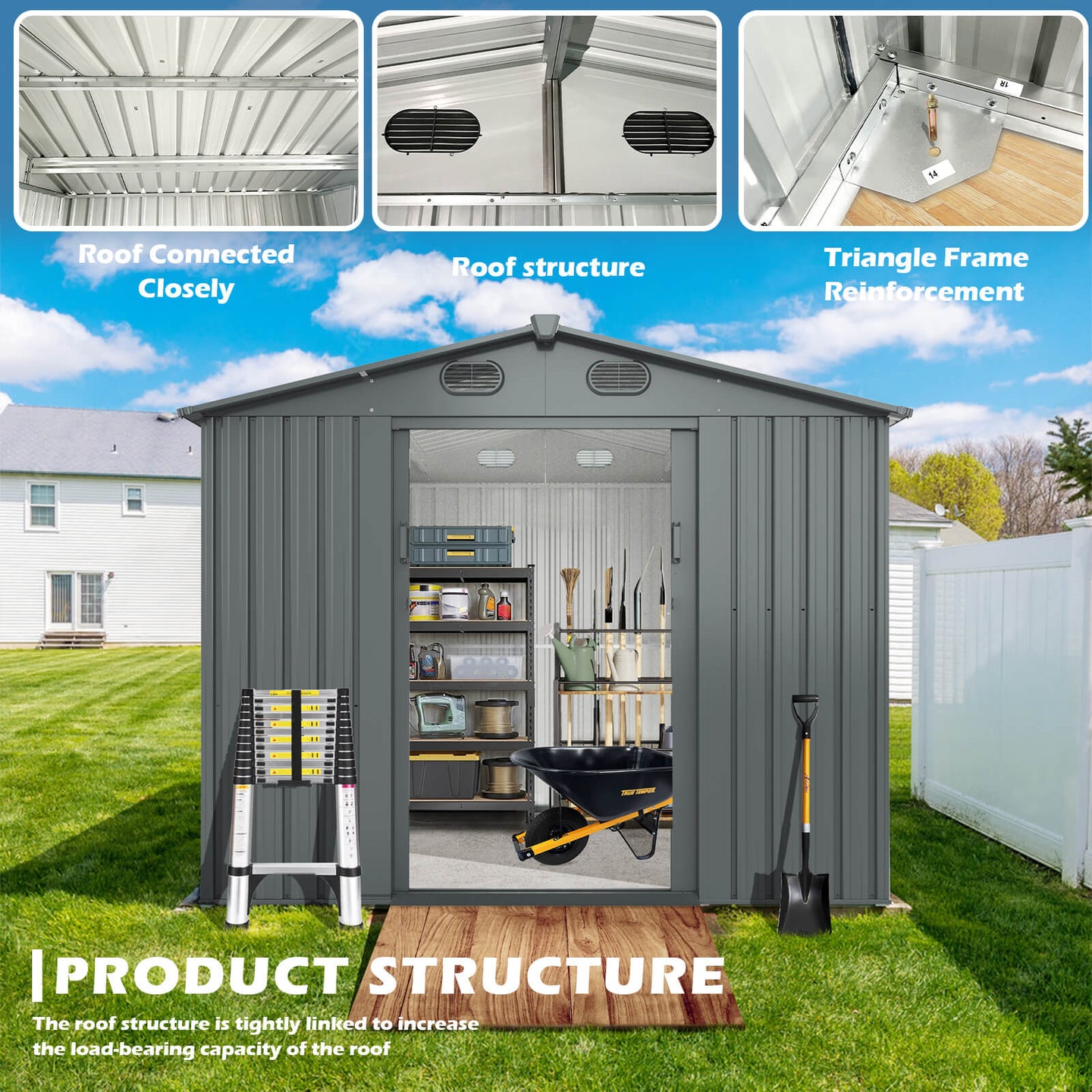 Chery Industrial 8'x12' Metal Storage Shed