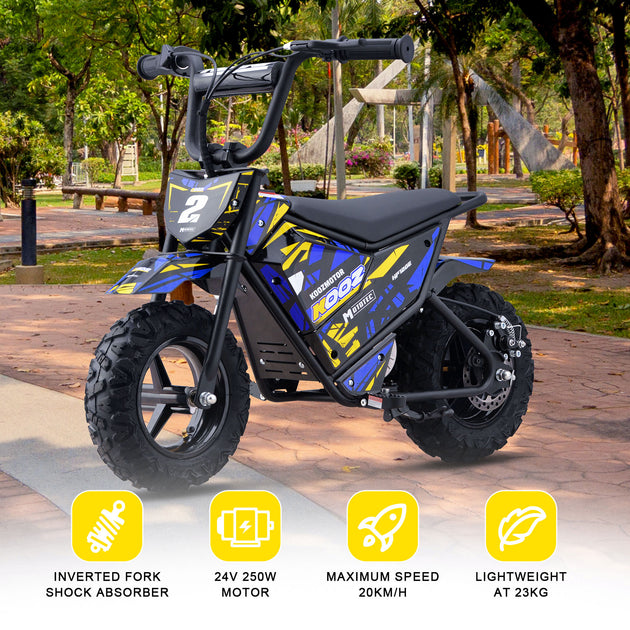 MotoTec 24v 250w (HP120E) Electric Powered Mini Bike Blue - Image 2