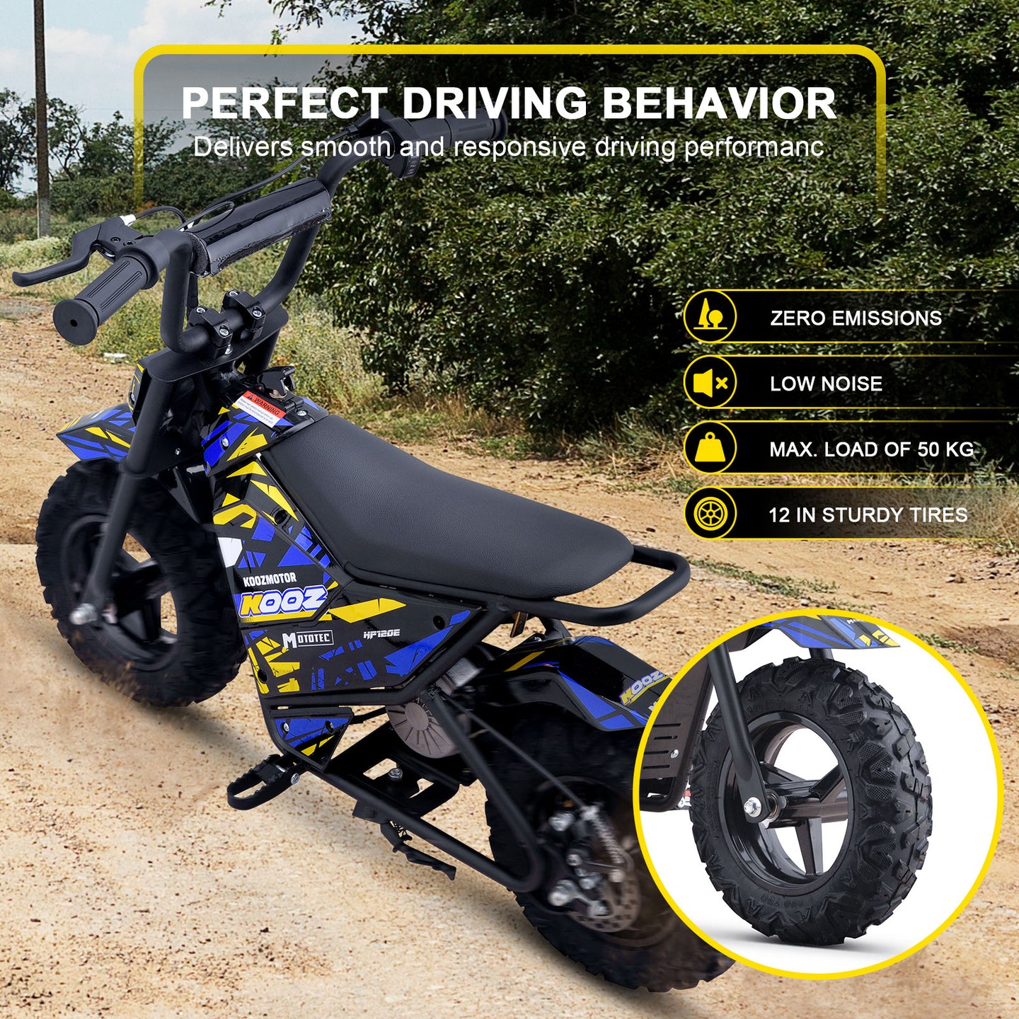 MotoTec 24v 250w (HP120E) Electric Powered Mini Bike Blue - Image 3