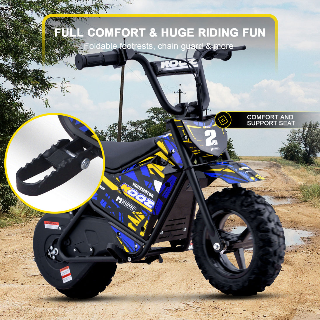 MotoTec 24v 250w (HP120E) Electric Powered Mini Bike Blue - Image 5